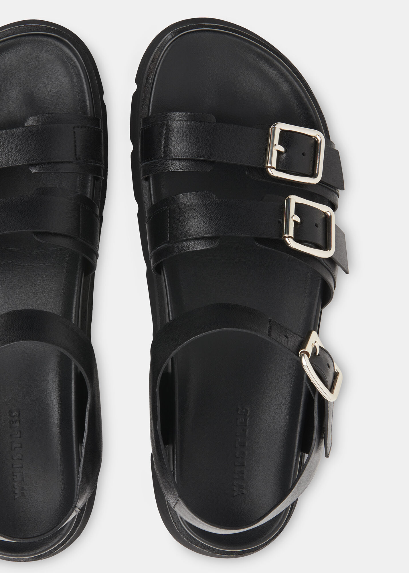 Black Jemma Triple Buckle Sandal WHISTLES Whistles UK